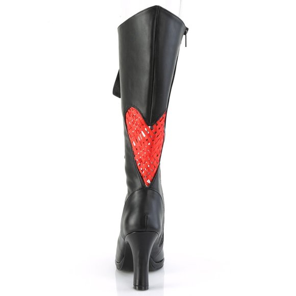 Shoes - Heart Platform Heel Lace Up Knee High Boots